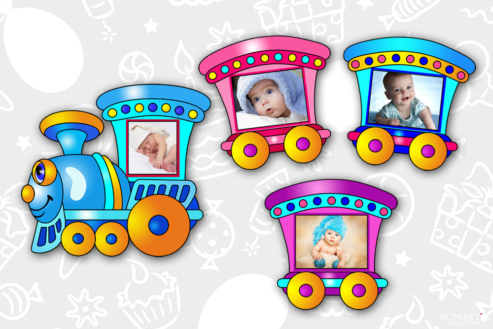 Паровозик с фотографиями на 1 годик