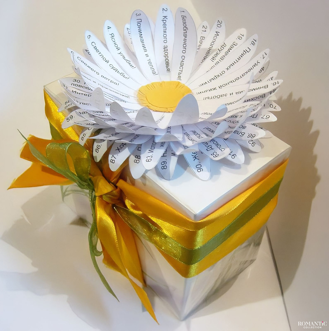 Короткие пожелания на ромашке