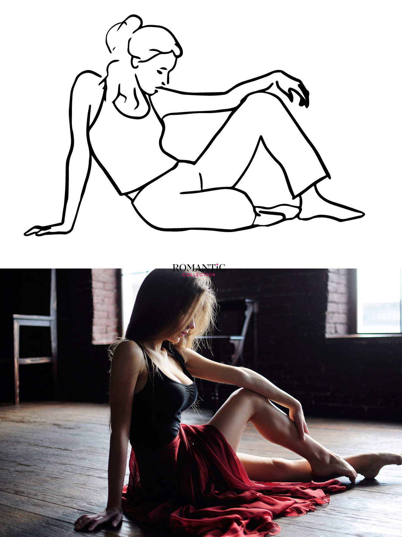 Поза с красивым силуэтом