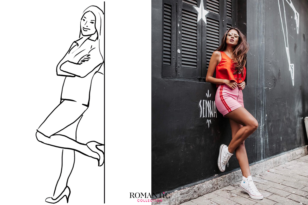 Красивая поза у стены