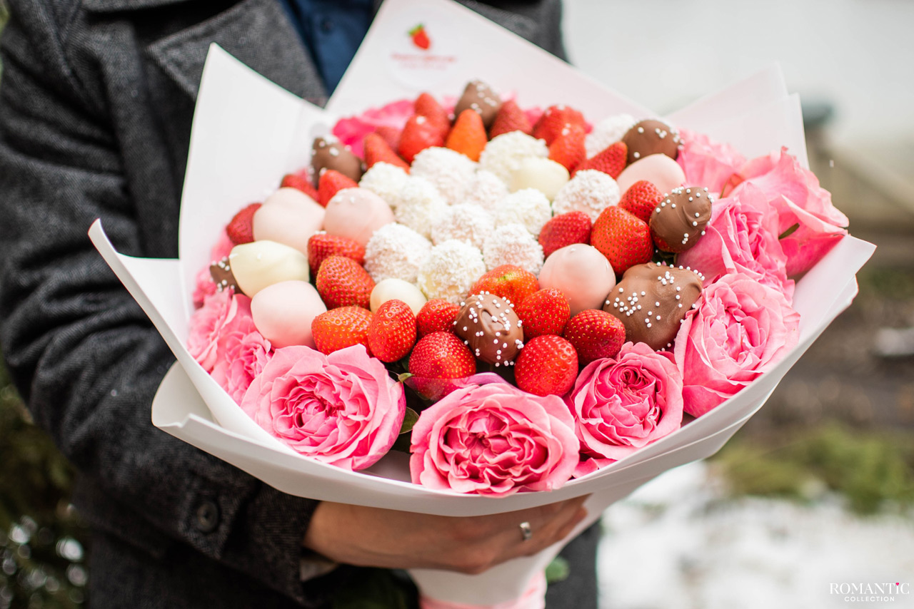 Какие бывают фруктовые букеты на День влюбленных
