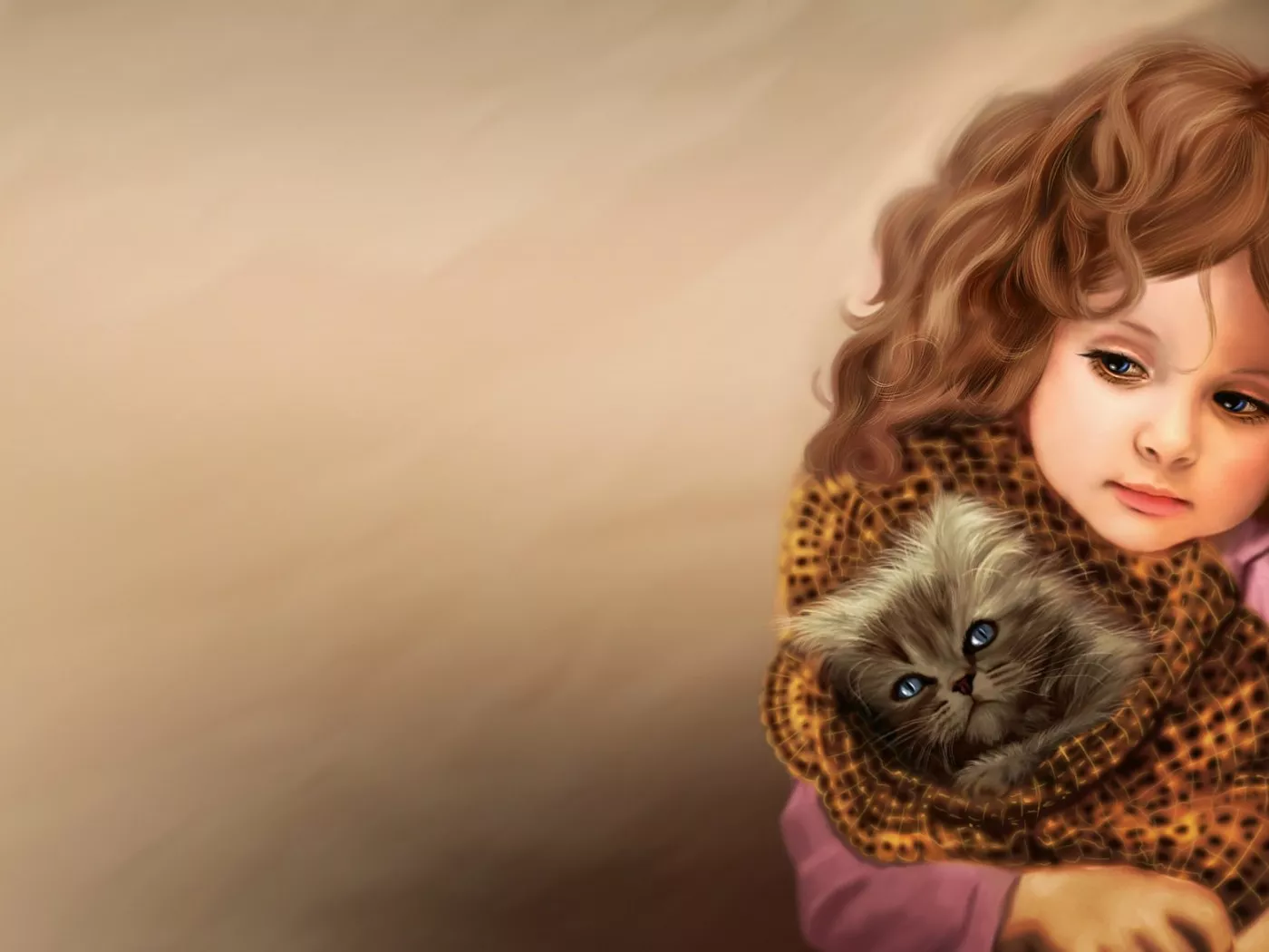Девочка с котёнком