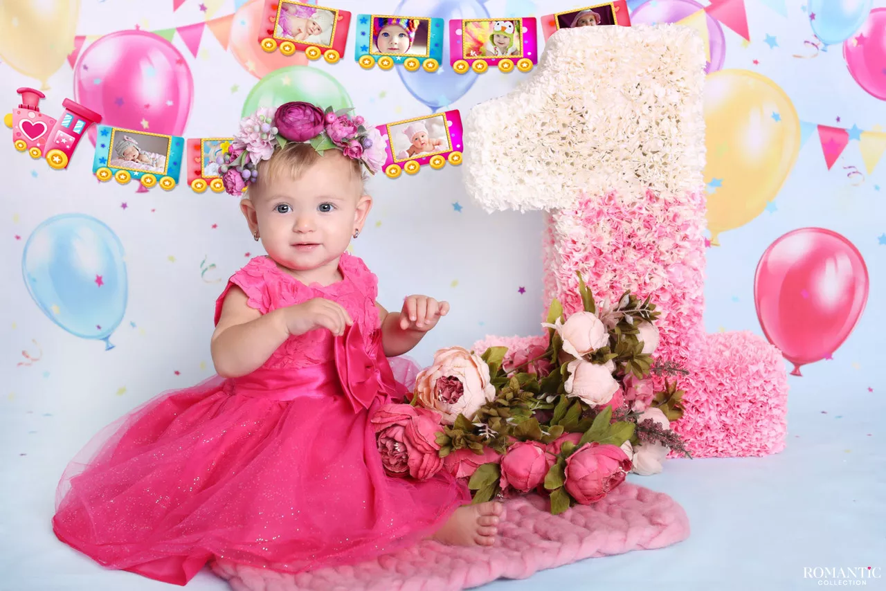 Паровозик с фото на первый день рождения