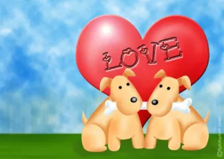 Обои о любви: Влюблённые собачки