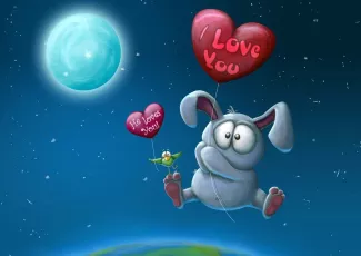 Обои о любви: Влюблённый заяц