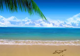 Обои о любви: Сердце на песке