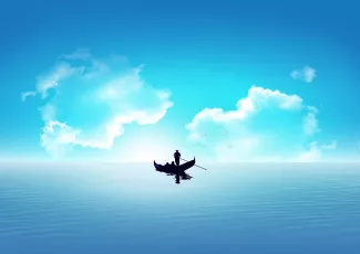 Обои о любви: Лодка в океане любви