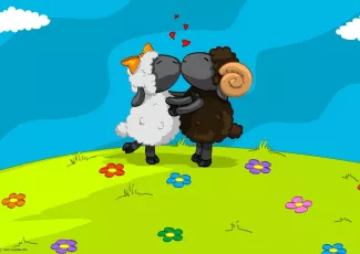 Обои о любви: Влюблённые барашки