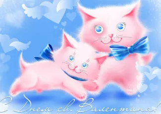 Обои о любви: Розовые котики