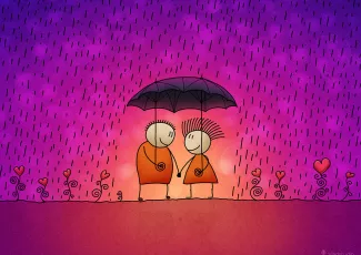 Обои о любви: Двое под зонтиком